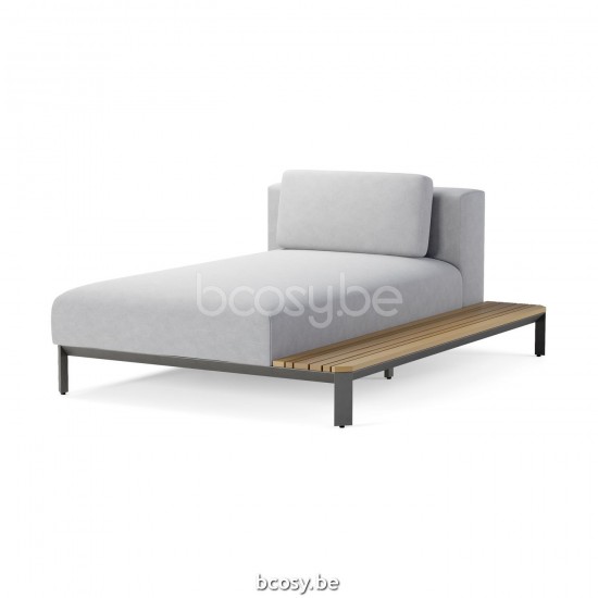 Jardinico MAUROO Chaise Longue Met Teakhouten Tafel Charcoal En Teak Ash.