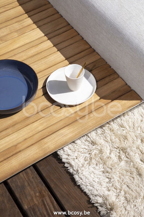 Jardinico MAUROO Canapé Long Avec Table En Teck Blanc Et Teck Vanilla.