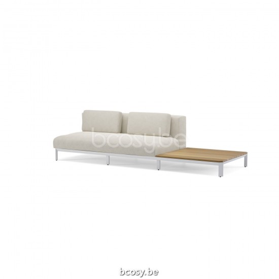 Jardinico MAUROO Loungeset Tuinsofa 2-zit Met Teak Tafel Wit En Teak Vanilla.