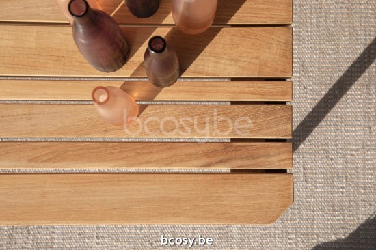 Jardinico MAUROO Table Basse De Jardin Rectangulaire 120x80 Blanc Et Teck.