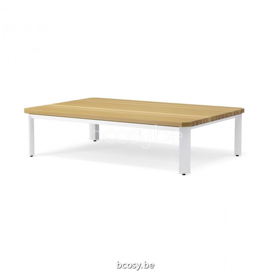 Jardinico MAUROO Rechthoekige Buitensalontafel 120x80 Wit En Teak.