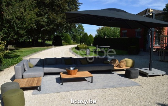 Jardinico MAUROO Rechteckiger Gartencouchtisch Holzkohle - Teakholz.