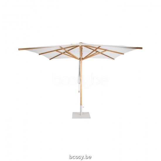 Jardinico MOOREA 300x300 Vierkante Middenstam Parasol 3x3 Mast Teakhout Bekrast Doek Natural Classic-Acryl solids.