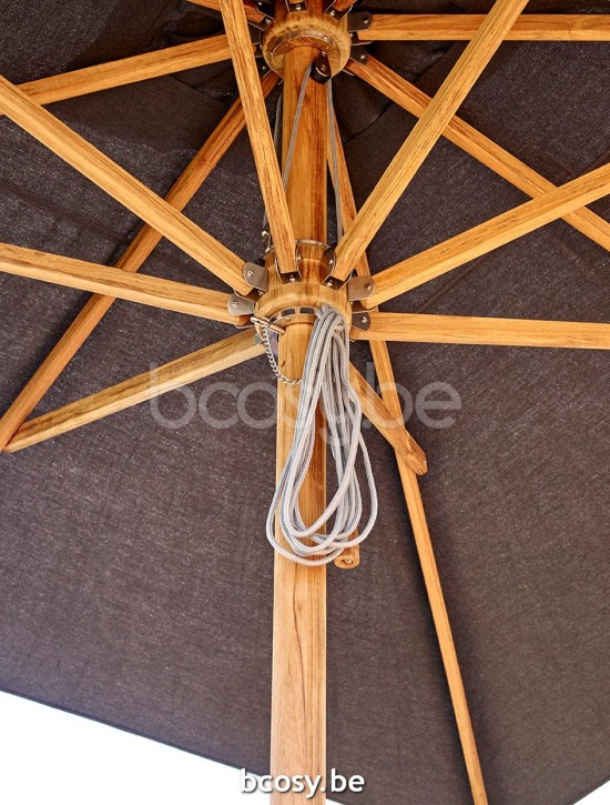  Jardinico MOOREA 300x300 Quadratischer Ampelschirm Mittelstocksonnenschirm Mittelstockschirm Teleskopschirm 3x3 Sonnenschirmmast Teakholzholtz Verkratzt| Sonnenschirmbespannung-bezug-tuch-stoff Taupe.