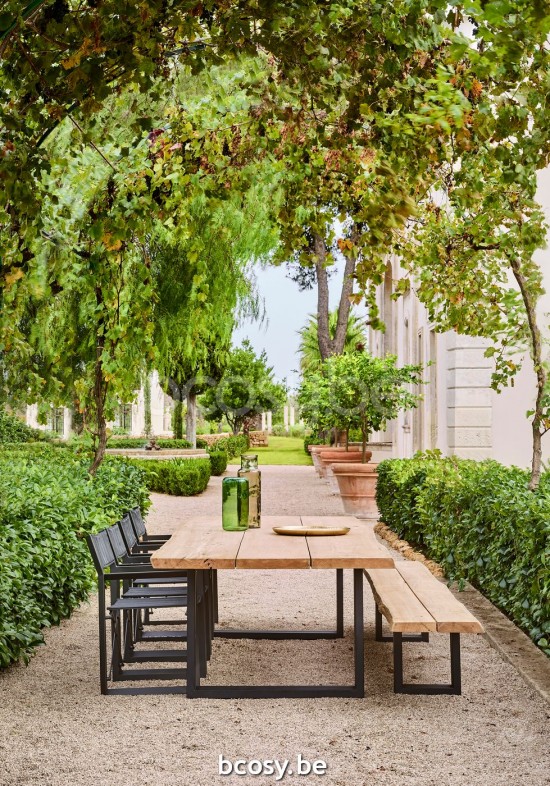 Jardinico NATURE Rechteckiger Gartenbank Schwarzer Teak.