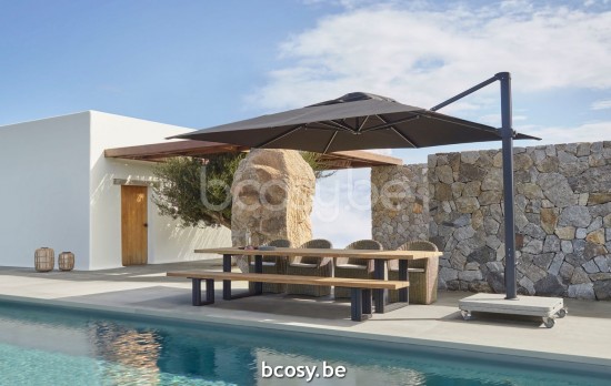 Jardinico NATURE Banc de jardin Rectangulaire Aluminium Thermolaqué En Noir Mat Teak.