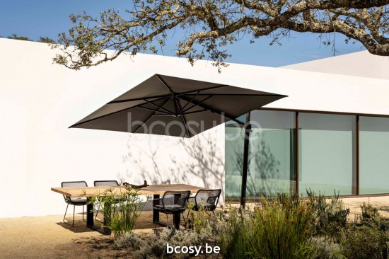 Jardinico NATURE Rectangular Garden Outdoor Dining Table Black Powder Coated Aluminium Teak.