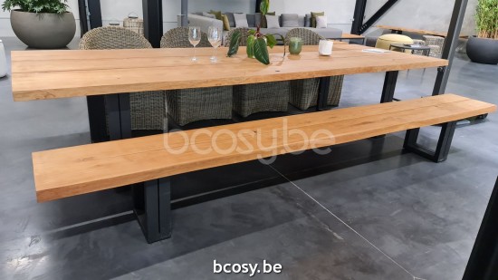 Jardinico NATURE Table de jardin rectangulaire et allonge en teck.