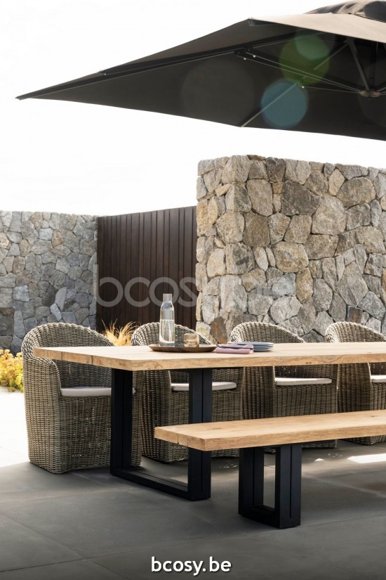 Jardinico NATURE Table De Jardin Rectangulaire Aluminium Thermolaqué En Noir Mat Teak.