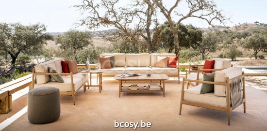 Jardinico NOA Lounge Sofa teak - artichoke strap Brulé.