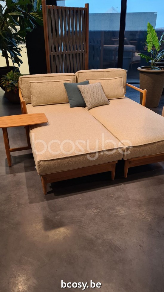 Jardinico NOA Chaise Longue Left Arm teak - artichoke strap Brulé.