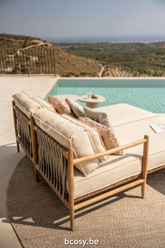 Jardinico NOA Chaise Longue Rechter Arm Teakholz - Schnur Artischock Brulé.