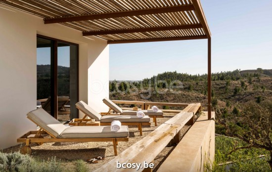 Jardinico NOA Sunlounger teak - artichoke strap Truffle.