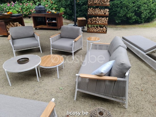  Jardinico SCOOP Sofa 3p Weiß - Silbernes Seil Beige.