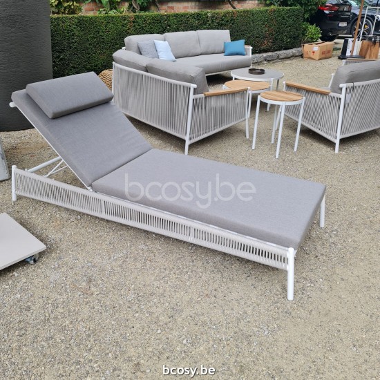 Jardinico SCOOP Sunlounger White - Silver Rope Beige.