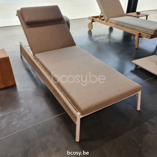 Jardinico SCOOP Sonnenliege Weiß - Silbernes Seil Beige.