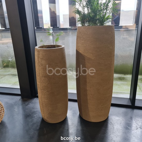 Jardinico TERRA Round Flower And Plant Pot Ø55x140H Alto Large Sabbia.