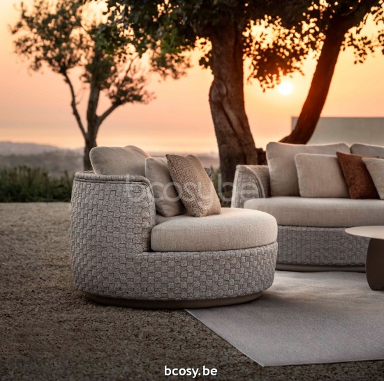 Jardinico TONDO Runder Loungesessel 1s Leinen Alu - Seal Seil Pampas cat C.