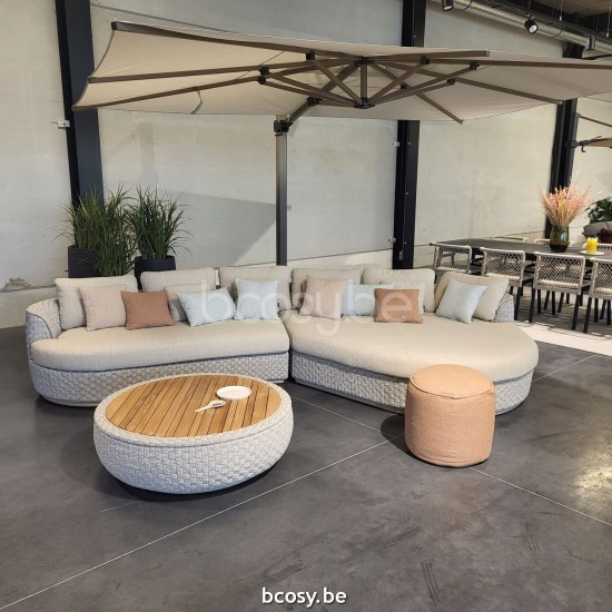 Jardinico TONDO Organisch Sofa Modular Organic rechter Arm Leinen Alu - Seal Seil Pampas cat C.