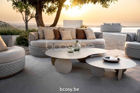 Jardinico TONDO Oval Sofa 3s Linen alu - Seal Rope Pampas cat C.