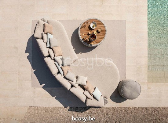 Jardinico TONDO Runder Couchtisch Ø110 Leinen Alu - Seal Seil Teak.