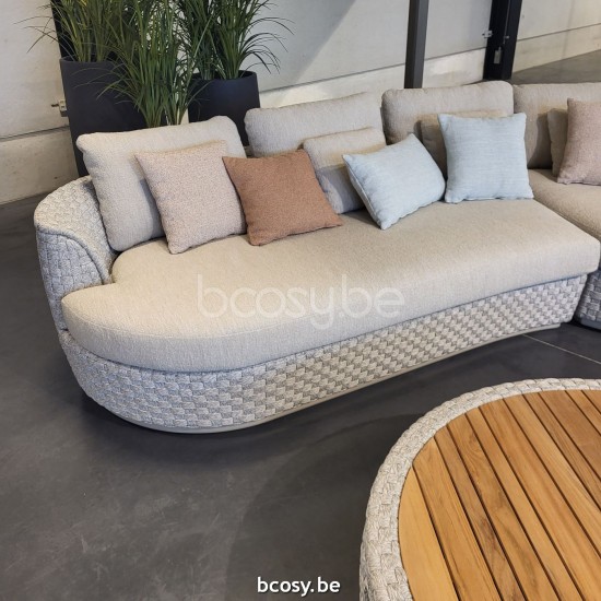 Jardinico TONDO Table basse Ø110 Rond Lin alu - Corde seal Teak.