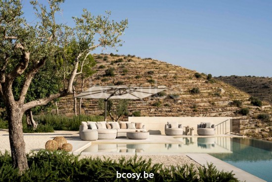 Jardinico TONDO Organic Modular Organic Sofa Island Right Arm Linen alu - Seal Rope Pampas cat C.