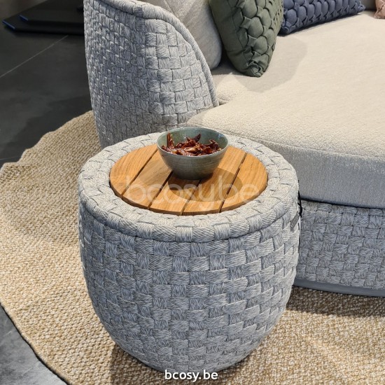 Jardinico TONDO Round Side Table Ø45 Linen alu - Seal Rope Teak.