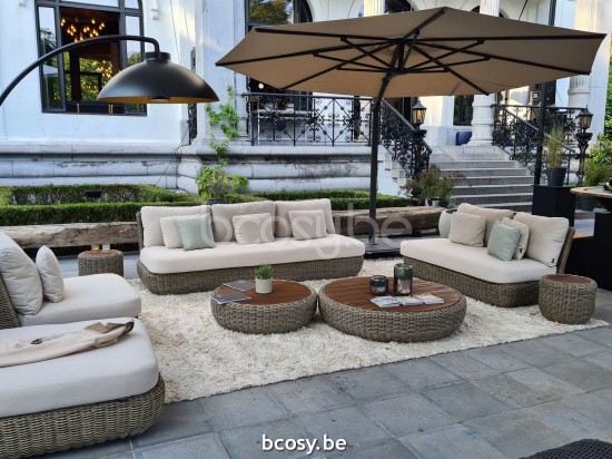  Jardinico TUGU Runder Couchtisch Kaffee Tisch Ø90 Cottage - Sable Teakholz.