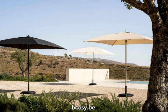 Jardinico TULI 240x240 Square Centerpost Parasol Pole Linen Canopy Latte Sunbrella.