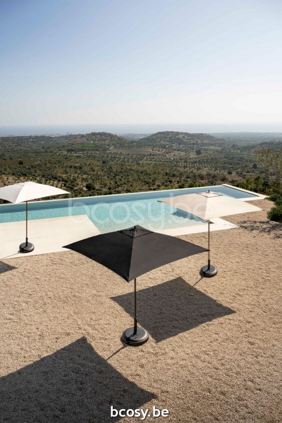 Jardinico TULI 240x240 Quadratischer Ampelschirm Leinen Mast Stoff Latte Sunbrella.