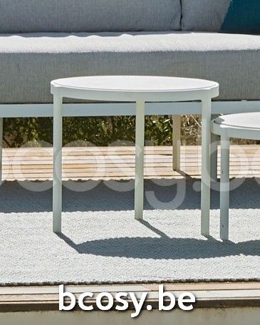 Jardinico VOLTE Round Outdoor Garden Nesting Side Table Ø50 White Powder Coated Aluminium Ceramic Bianco.