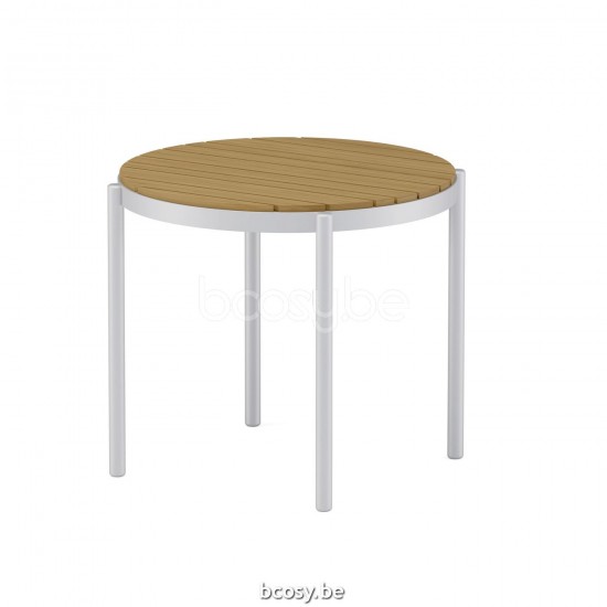 Jardinico VOLTE Ronde Bijzettafel Vernestbaar Ø50 Wit Teak.