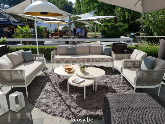 Jardinico VOLTE Round Outdoor Garden Side Table Nestable Ø75 White Powder Coated Aluminium Ceramic Bianco.