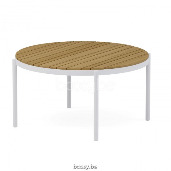 Jardinico VOLTE Ronde Salontafel Vernestbaar Ø75 Wit Teak.