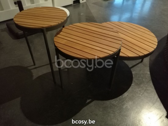 Jardinico VOLTE Runder Beistelltisch Nestbar Anthrazit Teak.