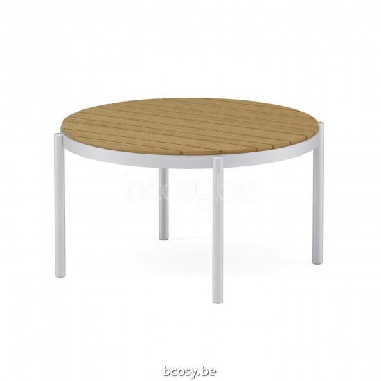 Jardinico VOLTE Ronde Salontafel Vernestbaar Ø60 Wit Teak.