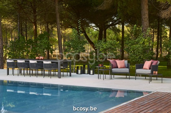  Jardinico VOLTE Runder Außen Garten Beistelltisch Nestbar Ø60 Anthrazit Pulverbeschichtetes Aluminium Ceramic Nero-Charcoal.