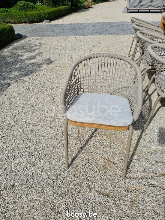  Jardinico YUNA Lehnstuhl - Sessel Anthrazit - Anthrazitfarbene Schnur Beige.