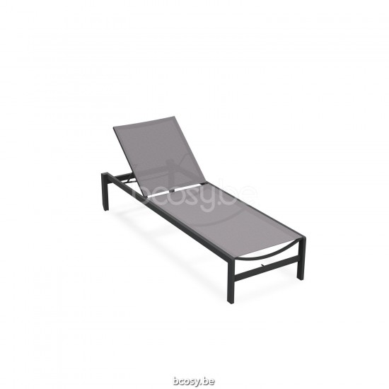 Jati Kebon Sylt Ligbed Stapelbare ligstoel Zonder kussens Antraciet mat aluminium.