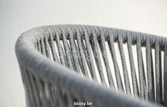 Jati&Kebon Fortuna Rope garden outdoor dining armchairs White mat aluminium Light grey melange.