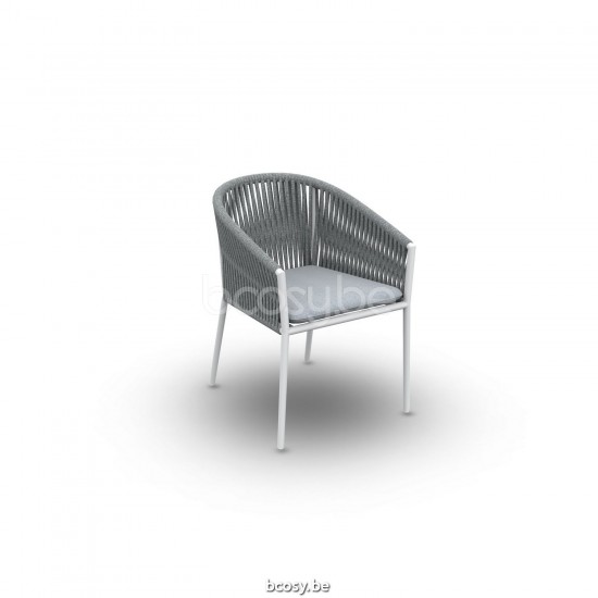 Jati Kebon Fortuna Rope Arm Chair Alu White Mat Rope L Grey Melange Straight Weaving Seat Cushion Sunbrella Natte Grey Chine .