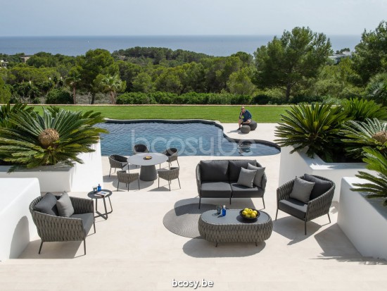 Jati&Kebon Fortuna Socks Loungesets 2zit Antraciet mat aluminium.