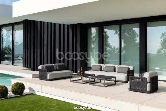 Jati&Kebon Durbuy garden outdoor lounge sets Charcoal mat aluminium.