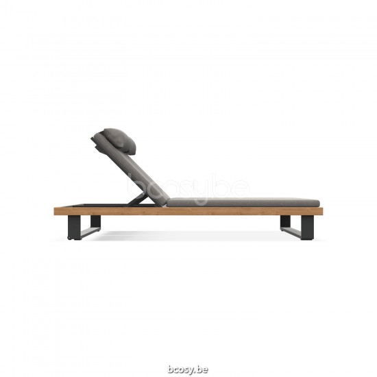 Jati Kebon Truro Ligbed Zonder kussens Antraciet mat aluminium.
