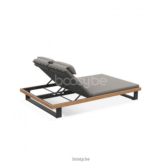 Jati Kebon Truro Ligbed Dubbel ligbed Zonder kussens Antraciet mat aluminium.