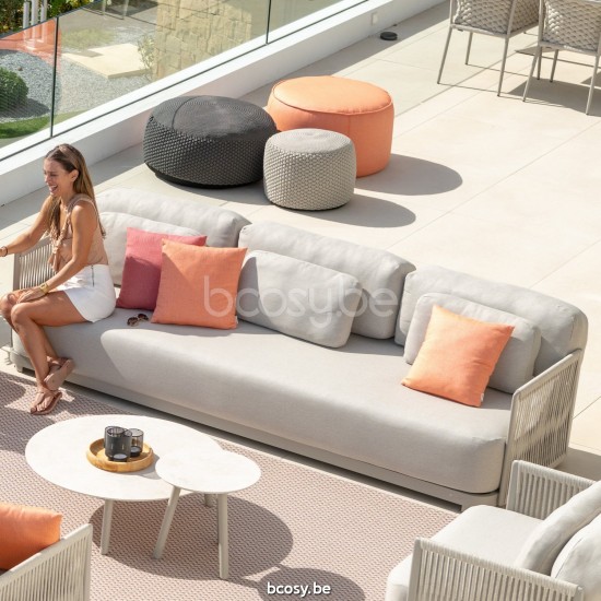 Jati Kebon Durbuy Lounge Basis 3-sitzig Ohne kissen Sandmattes Aluminium.