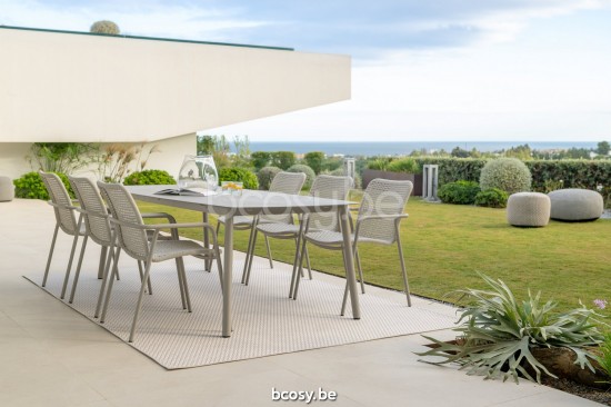 Jati&Kebon Durham stackable garden outdoor stacking chair Sand mat Linnen.