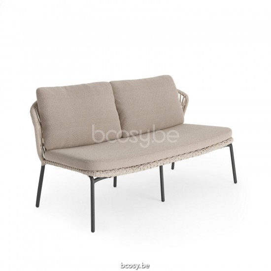 Jati Kebon Lima Deep Seating Chair 2-Seat Alu Charcoal Mat Line Weaving Beige Uni.