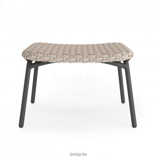 Jati Kebon Lima Poef 1-zits Zonder kussens Antraciet mat aluminium Koord Beige uni.